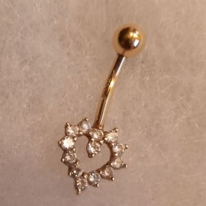 GOLD ❤️ SHAPE DIAMOND BELLY RING...14 KT.GOLD